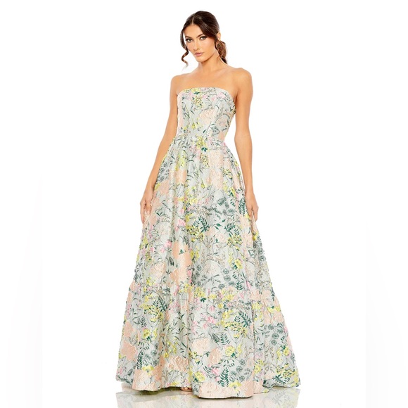 Mac Duggal Dresses & Skirts - Mac Duggal - FLORAL BROCADE STRAPLESS A LINE GOWN